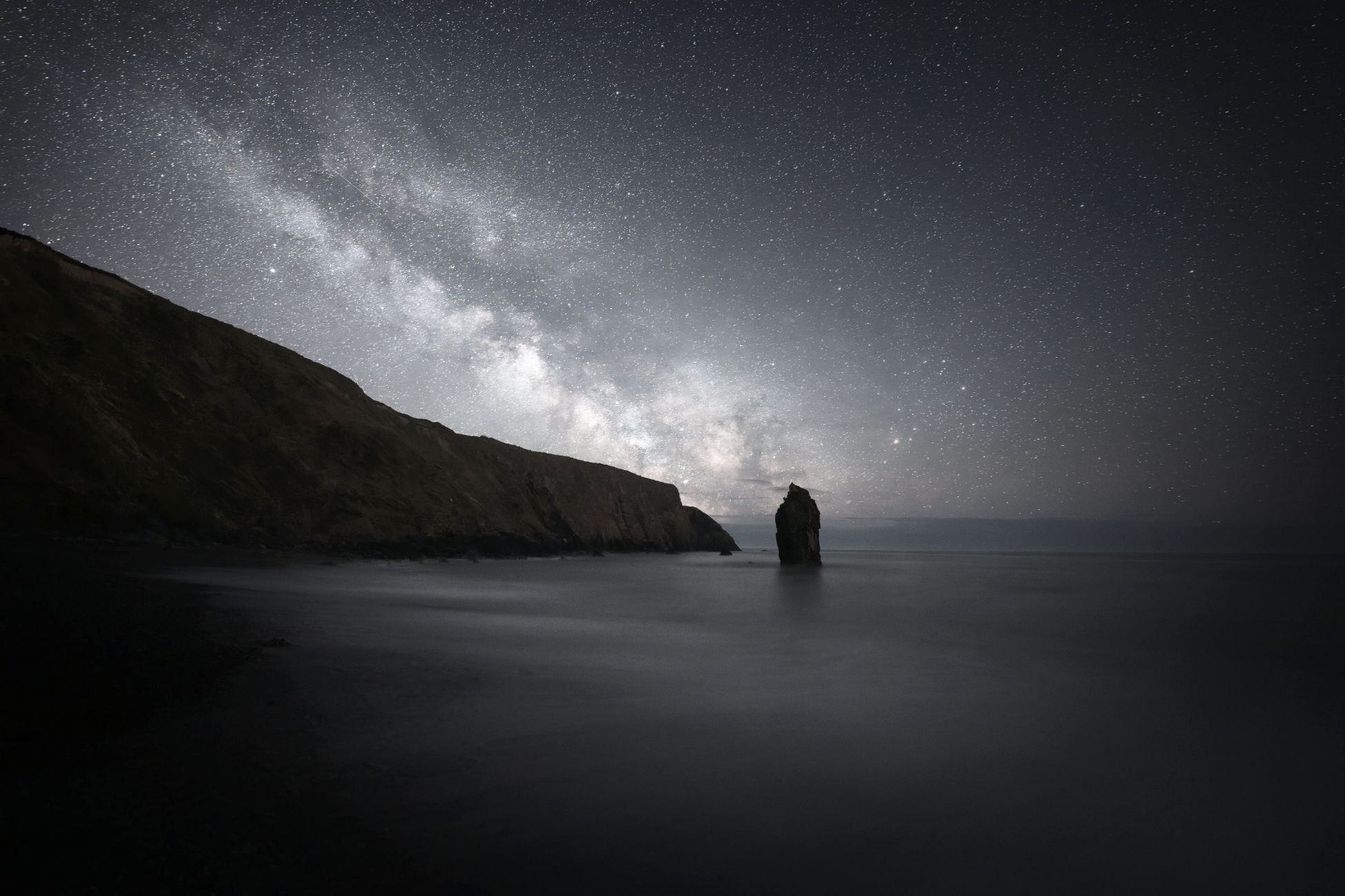 Milky Way over the Copper Coast in Waterford at night.