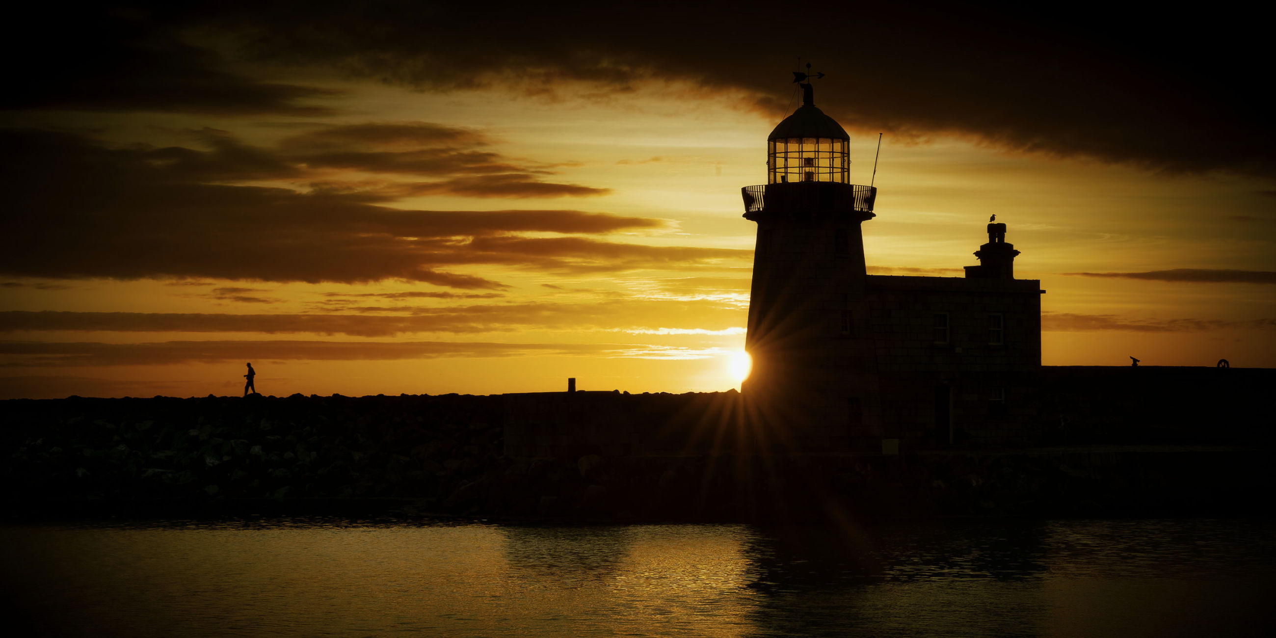 Seascape of Howth Lighthouse in Dublin.